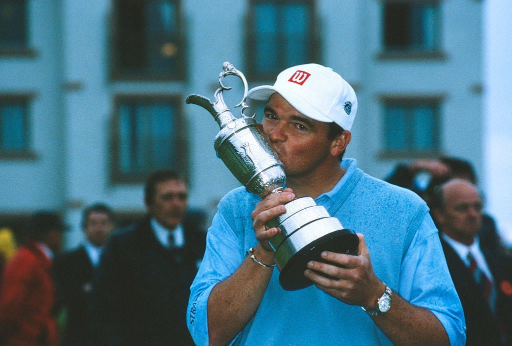 Paul Lawrie with the Claret Jug in 1999